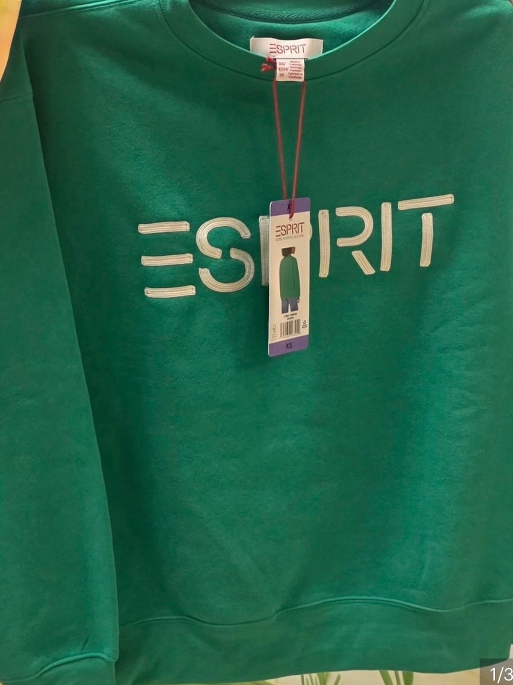 Esprit Kelly Green Logo Crewneck Sweatshirt, XS